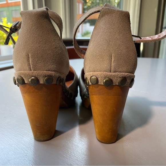 Jeffrey Campbell x Free People Bohemian Wooden Studded Clog Heels - sz 7 - Picture 3 of 7